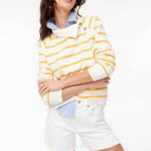 J. Crew Striped Wide Button-collar Pullover Sweatshirt  Terry Large